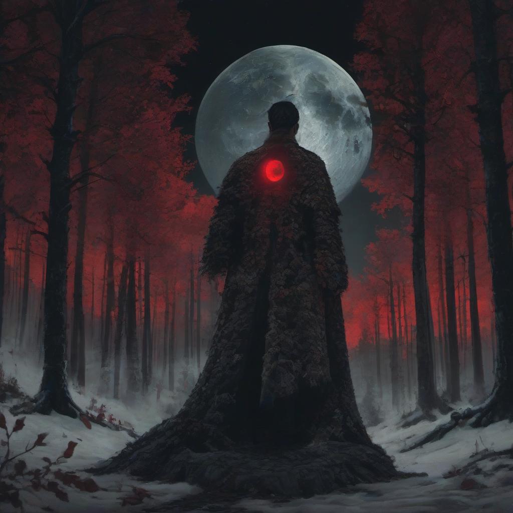  cinematic photo a Dean is standing on the side, from side, highly detailed red eyes, in the woods with a large full moon behind, grimdark, creepy tale:1.15, dark background, style of Anato Finnstark, by alena aenami, <lora:DetailedEyes V3:1>, sharp focus, intricate, hyper realism, ultra realistic, masterpiece, sharp details, intricate, highly detailed, rich color, 8K, . 35mm photograph, film, bokeh, professional, 4k, highly detailed hyperrealistic, full body, detailed clothing, highly detailed, cinematic lighting, stunningly beautiful, intricate, sharp focus, f/1. 8, 85mm, (centered image composition), (professionally color graded), ((bright soft diffused light)), volumetric fog, trending on instagram, trending on tumblr, HDR 4K, 8K