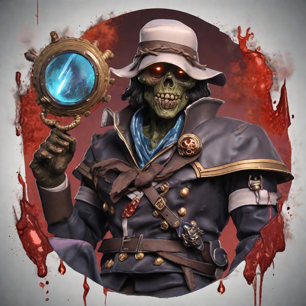  masterpiece, best quality, fantasy sailor zombie with tattered clothing and glowing eyes