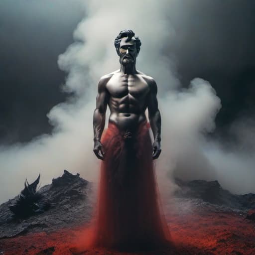  god in hell with Abe gay hyperrealistic, full body, detailed clothing, highly detailed, cinematic lighting, stunningly beautiful, intricate, sharp focus, f/1. 8, 85mm, (centered image composition), (professionally color graded), ((bright soft diffused light)), volumetric fog, trending on instagram, trending on tumblr, HDR 4K, 8K