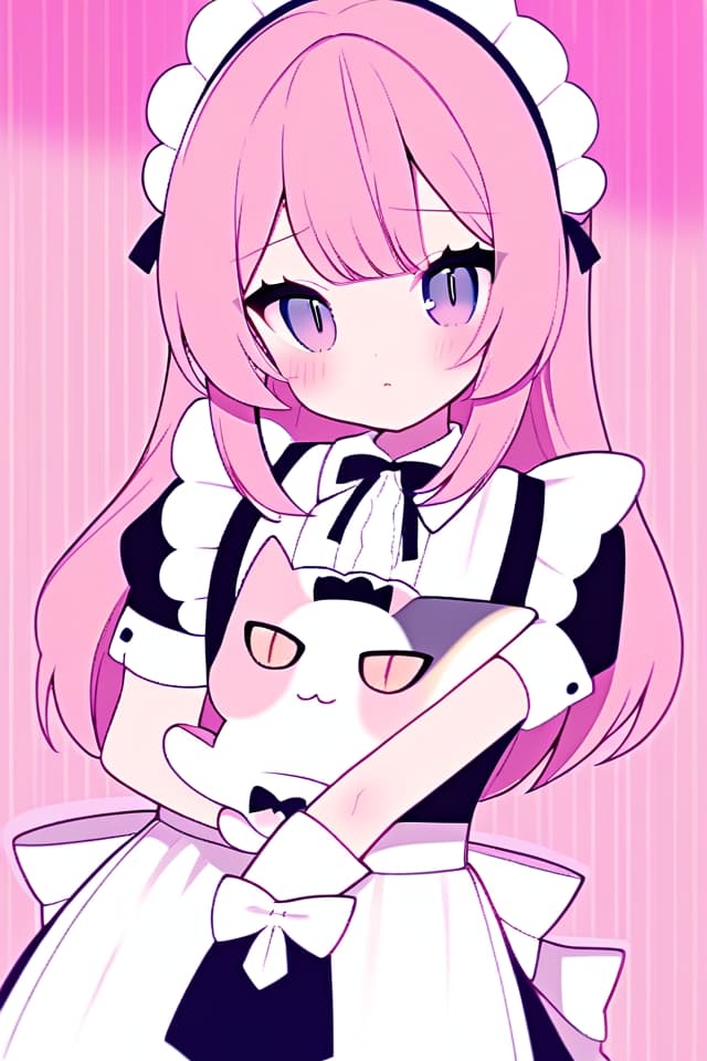  Half Twin Woman Maid Clothing Cat Eye Cute, Pink Hair