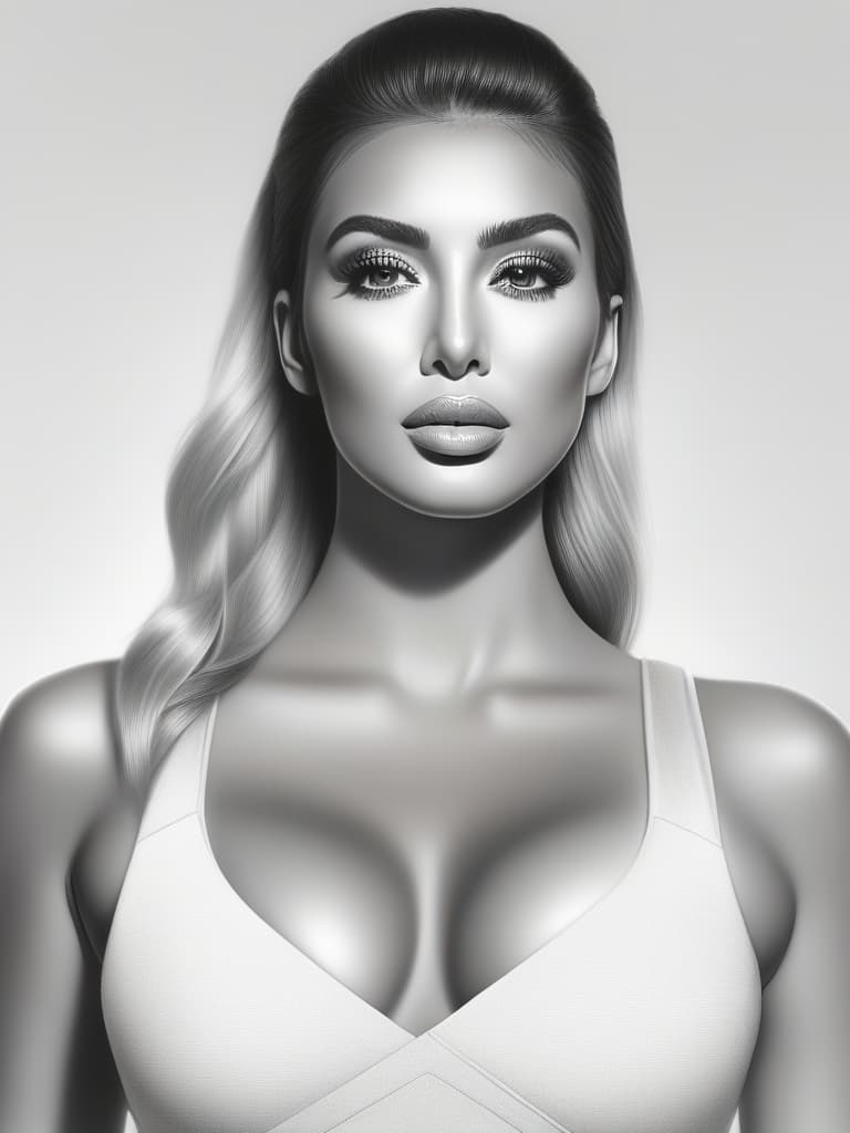  ((pencil drawing)), kim Kardashian , high quality, highly detailed, 4K, 8K