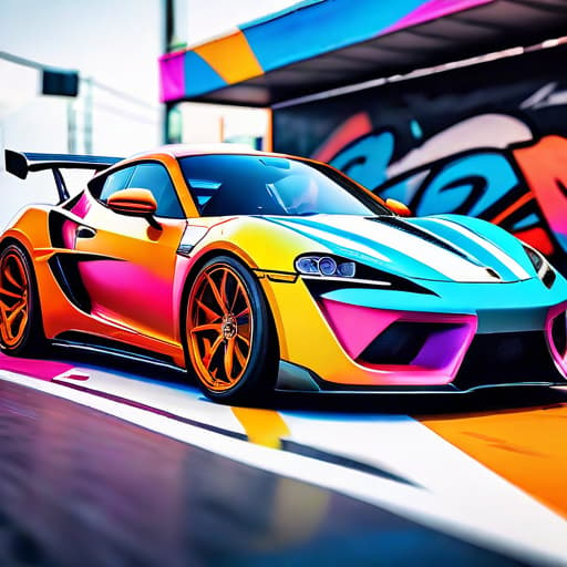  High Quality,Highly detailed, Trending on artstation, Unreal engine, Vivid Color, Bocke, painting of graffiti style, colorful sports car, powerful lines emphasized, hip hop vibe, dynamic energy, bold aesthetics typical of street art, white background, hyperrealistic, full body, detailed clothing, highly detailed, cinematic lighting, stunningly beautiful, intricate, sharp focus, f/1. 8, 85mm, (centered image composition), (professionally color graded), ((bright soft diffused light)), volumetric fog, trending on instagram, trending on tumblr, HDR 4K, 8K