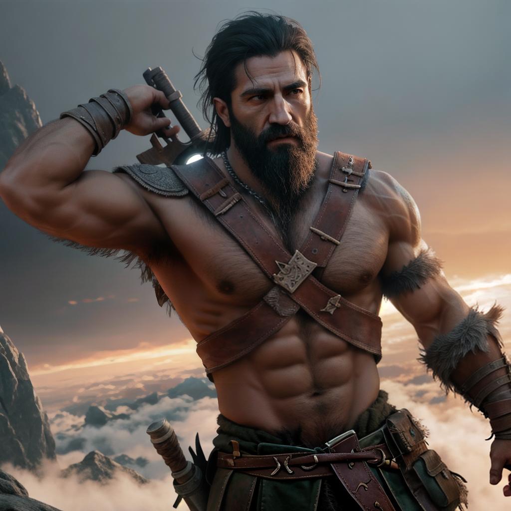  God of war hyperrealistic, full body, detailed clothing, highly detailed, cinematic lighting, stunningly beautiful, intricate, sharp focus, f/1. 8, 85mm, (centered image composition), (professionally color graded), ((bright soft diffused light)), volumetric fog, trending on instagram, trending on tumblr, HDR 4K, 8K