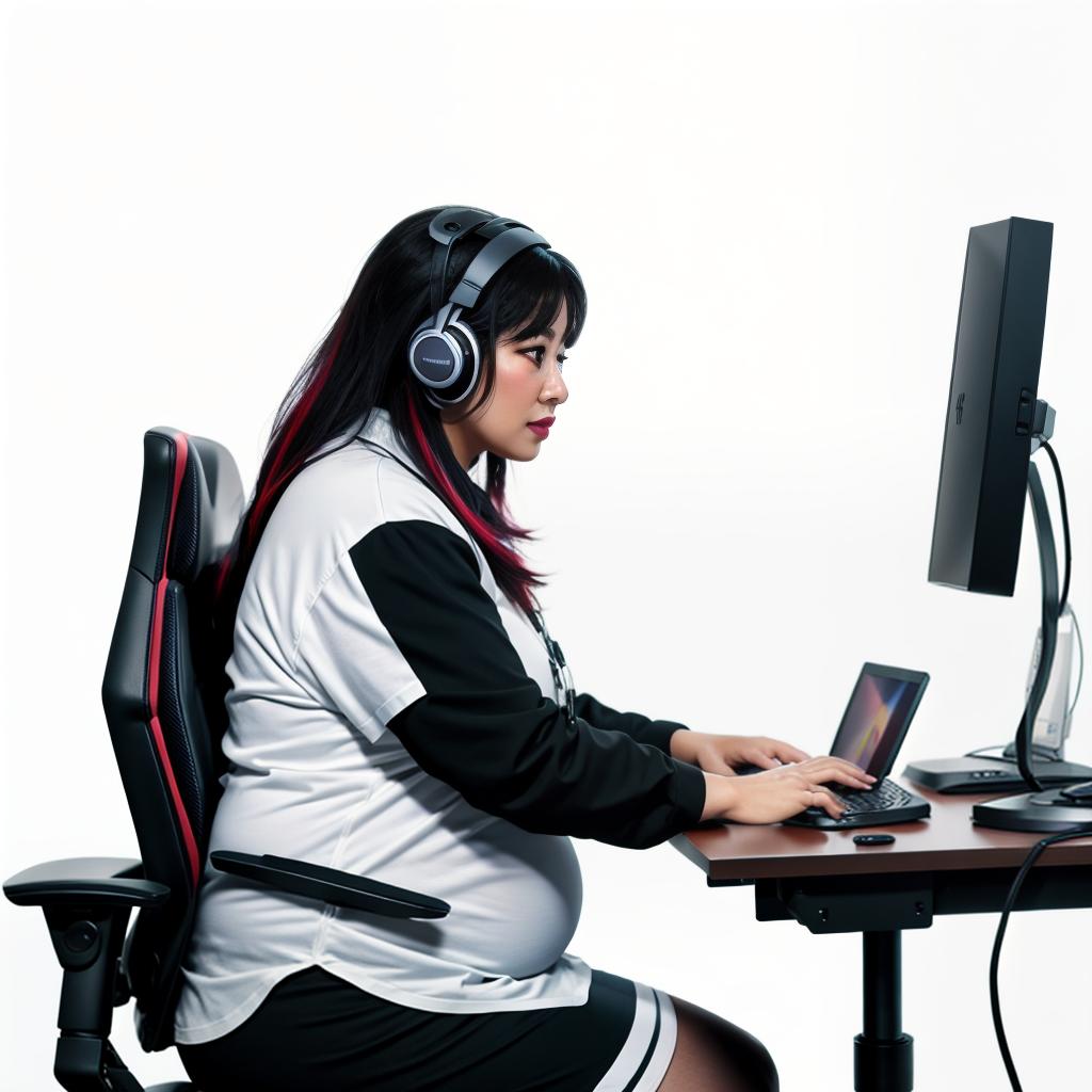  raccoon sitting in gaming chair front a computer on desktop, ((semi anthropomorphic)),(full body), tail, belly, sitting, fat, (chubby), (((white background))), solo, desktop, gaming chair, side view,  [[[clothes]]] hyperrealistic, full body, detailed clothing, highly detailed, cinematic lighting, stunningly beautiful, intricate, sharp focus, f/1. 8, 85mm, (centered image composition), (professionally color graded), ((bright soft diffused light)), volumetric fog, trending on instagram, trending on tumblr, HDR 4K, 8K