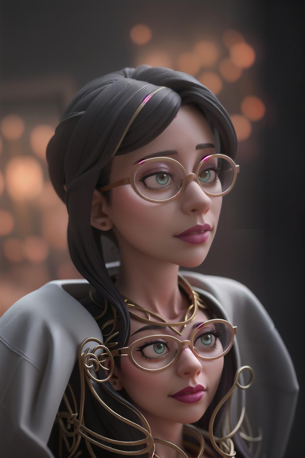  a woman with glasses hyperrealistic, full body, detailed clothing, highly detailed, cinematic lighting, stunningly beautiful, intricate, sharp focus, f/1. 8, 85mm, (centered image composition), (professionally color graded), ((bright soft diffused light)), volumetric fog, trending on instagram, trending on tumblr, HDR 4K, 8K
