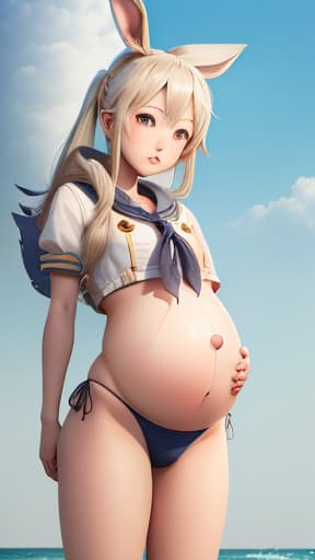  Shimakaze loli. pregnant , masterpieces, top quality, best quality, official art, beautiful and aesthetic, realistic, 4K, 8K