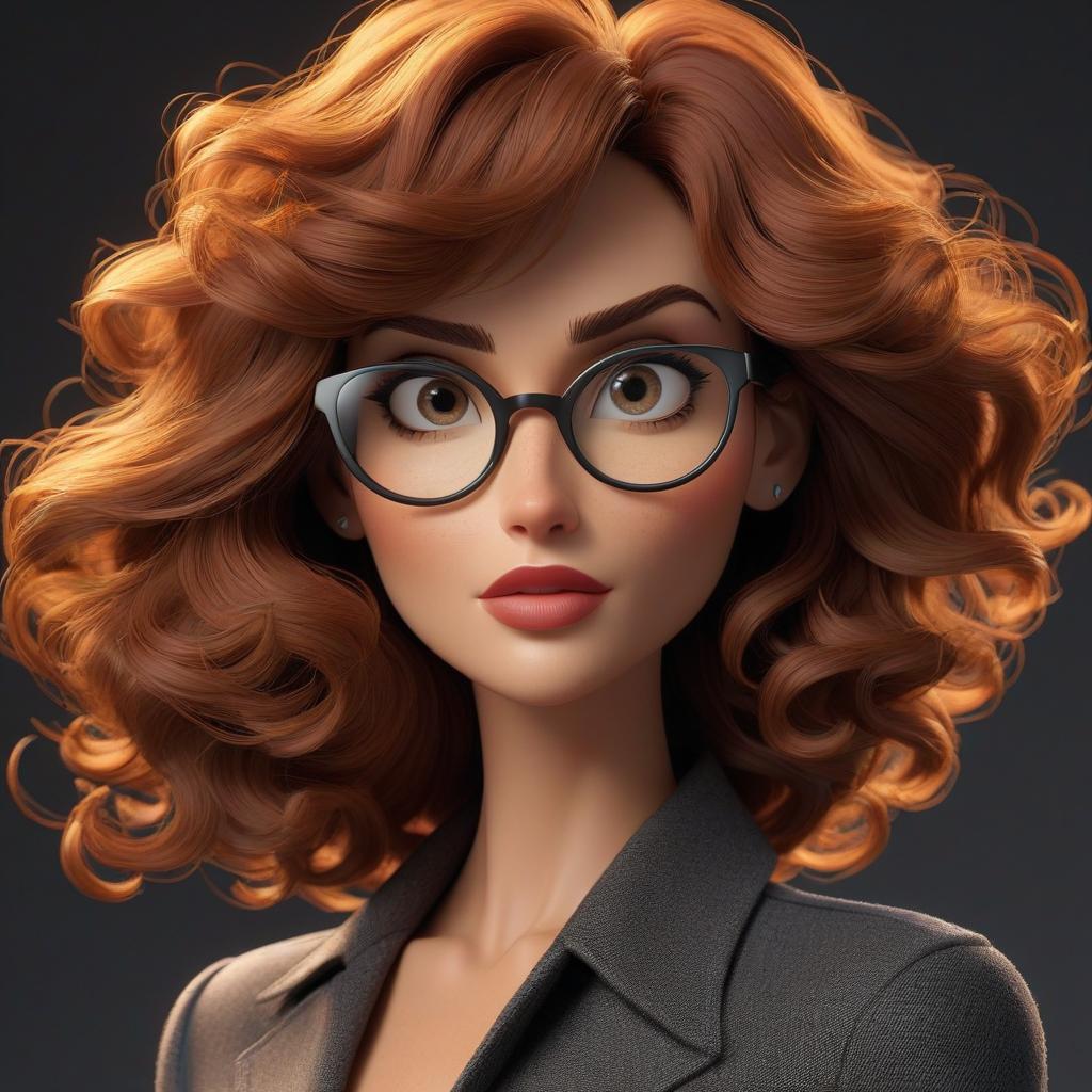  professional 3d model Draw a woman in a Pixar style: she is very kind. She has slightly curly and brown hair. She has eyeglasses. . octane render, highly detailed, volumetric, dramatic lighting hyperrealistic, full body, detailed clothing, highly detailed, cinematic lighting, stunningly beautiful, intricate, sharp focus, f/1. 8, 85mm, (centered image composition), (professionally color graded), ((bright soft diffused light)), volumetric fog, trending on instagram, trending on tumblr, HDR 4K, 8K