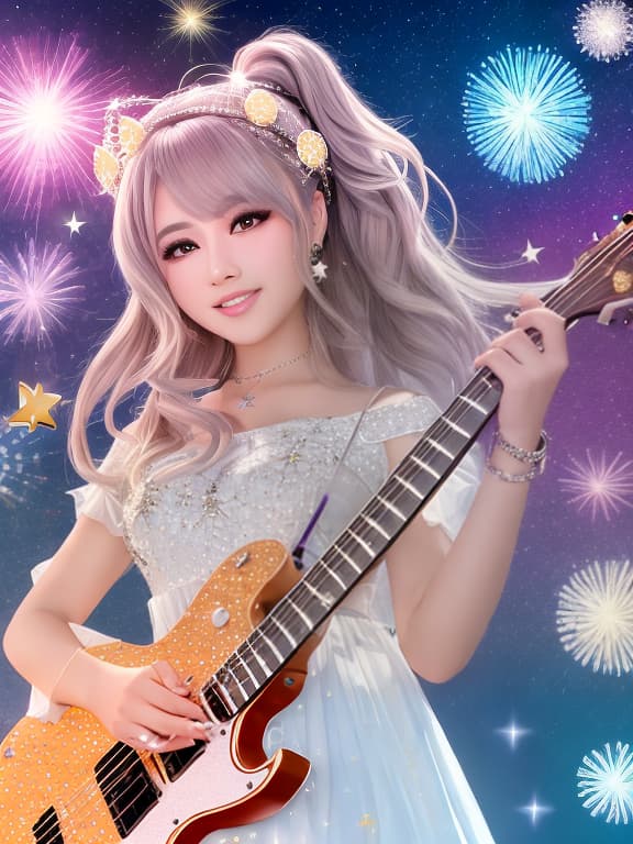  Sparkling star wallpaper with gems and pretty musical notes