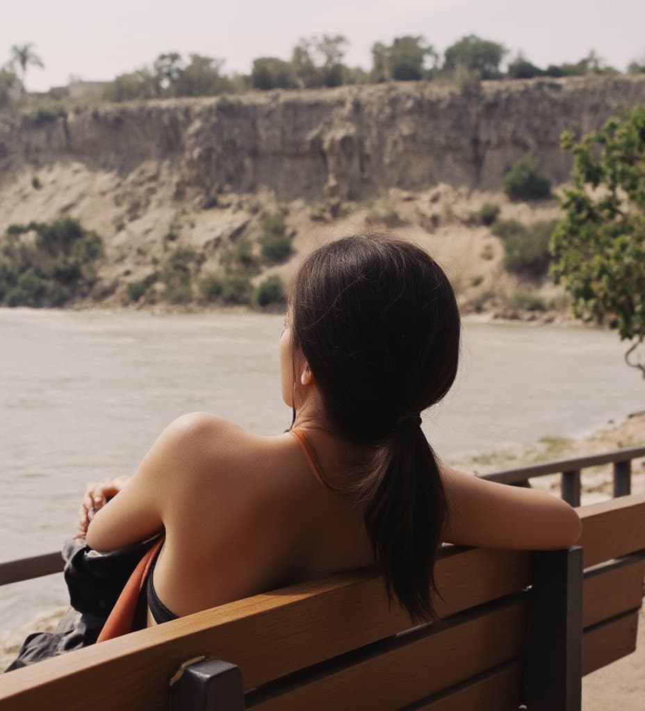  good quality, high quality, , sitting on the bench, hot , tick , e cup , wearing and black , ponytail hair style