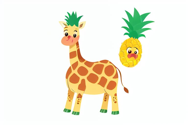  A giraffe with a pineapple body., whole body