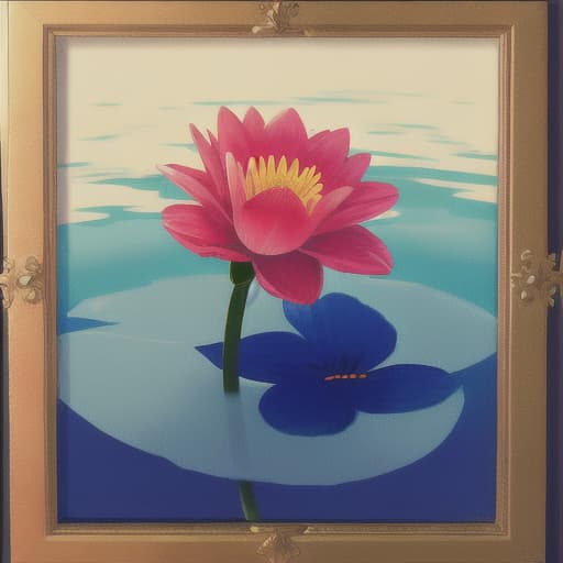  pretty flower on a lake lilly, boarder is a picture frame