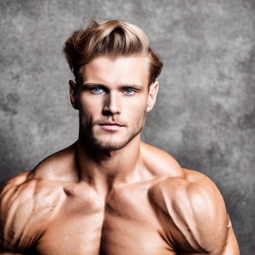 portrait+ style Russian queer fitness model blonde hunk dude face