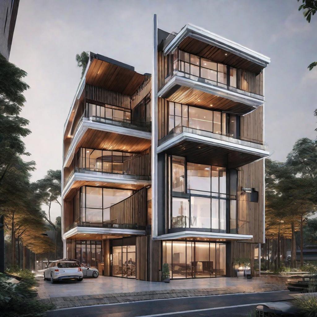  masterpiece, best quality,Build Modern Structural Engineering building and Ports for this project using the Image Provided. A port must include, Main Import and Export Port, Office Buildings, Processing and Containers storage for modern artistic Impression Design.,