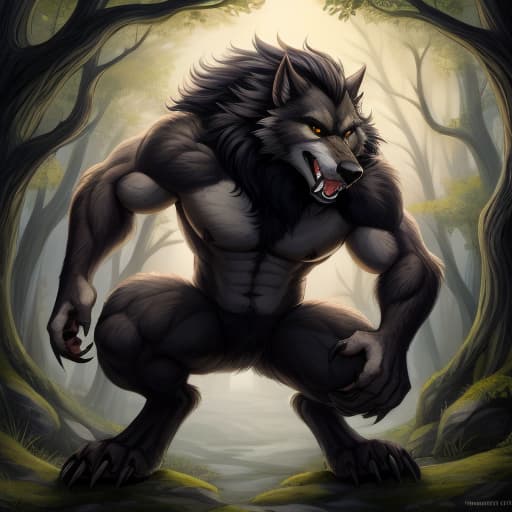  masterpiece, 1:2, werewolf , drawn in full growth, claws, feet claws, fangs, , open eyes, digital art, masterpiece, 4k, fine details,