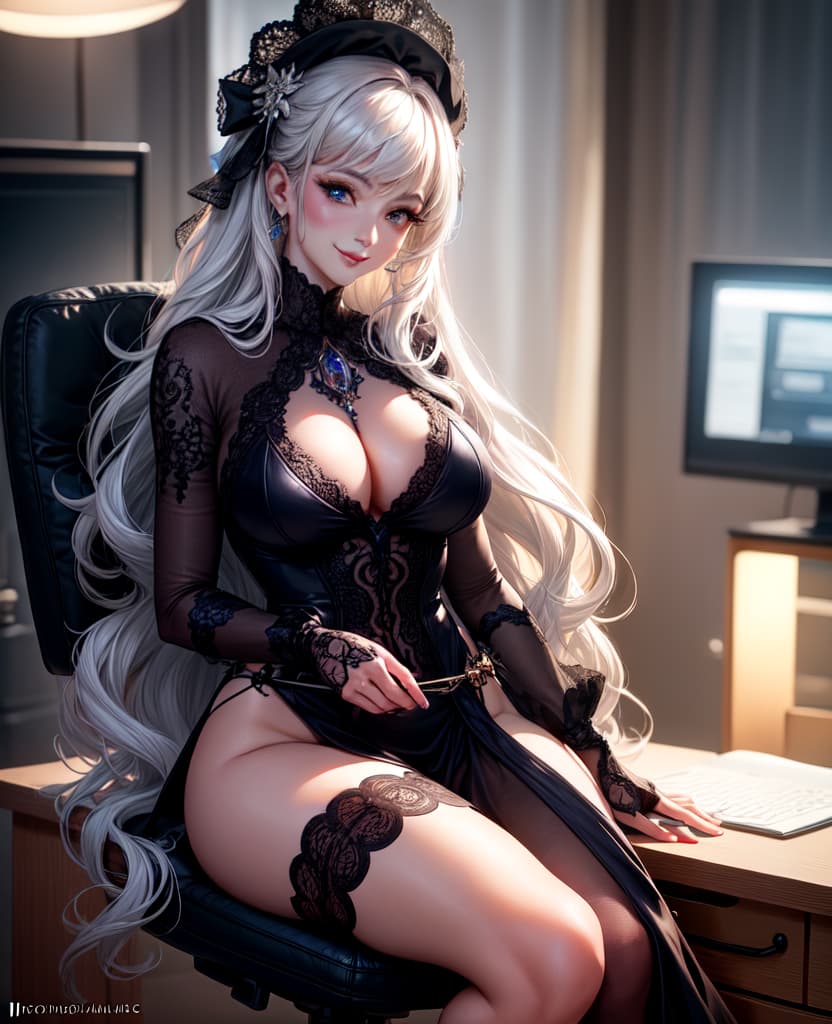  masterpiece, best quality, ultra high res, RAW photo, extremely detailed CG unity 8k wallpaper, photorealistic, detailed and intricate, absurdres, beautiful
office lady, (smile), extremely detailed skin, heavy makeup, eyeliner, wavy hair, (large breasts ), slender, stylish contemporary office room, desk, computer, hyperrealistic, full body, detailed clothing, highly detailed, cinematic lighting, stunningly beautiful, intricate, sharp focus, f/1. 8, 85mm, (centered image composition), (professionally color graded), ((bright soft diffused light)), volumetric fog, trending on instagram, trending on tumblr, HDR 4K, 8K