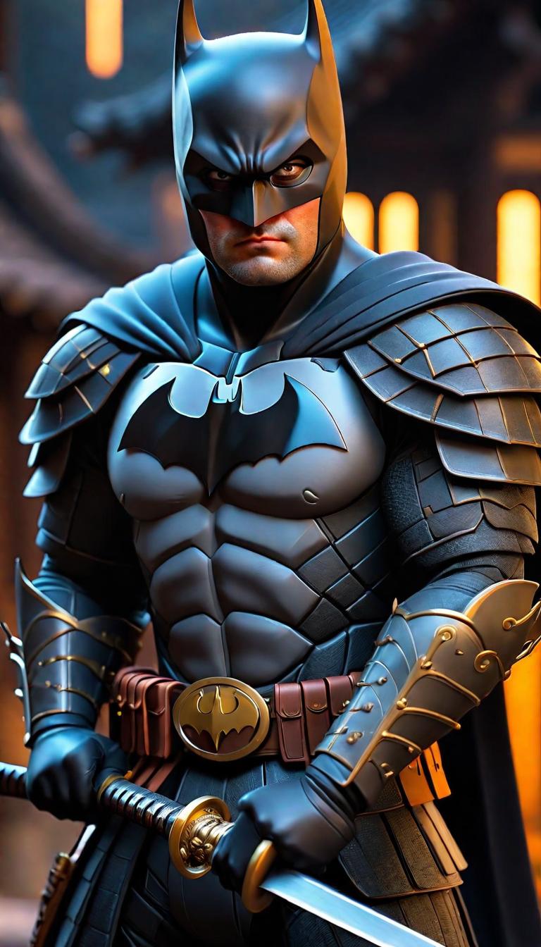  Professional 3D model of batman as samurai . Rendered with Octane, the model is highly detailed,dramatic lighting. hyperrealistic, full body, detailed clothing, highly detailed, cinematic lighting, stunningly beautiful, intricate, sharp focus, f/1. 8, 85mm, (centered image composition), (professionally color graded), ((bright soft diffused light)), volumetric fog, trending on instagram, trending on tumblr, HDR 4K, 8K