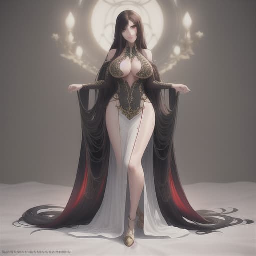  best quality,8k,masterpiece,1 women,long hair,straight hair,beautiful detailed hair,black hair),red eyes,lips,blushing ,body ,curves,moan ,body ,no clothes on ,cute,shy,totally body ,on body , wearing long dress  hyperrealistic, full body, detailed clothing, highly detailed, cinematic lighting, stunningly beautiful, intricate, sharp focus, f/1. 8, 85mm, (centered image composition), (professionally color graded), ((bright soft diffused light)), volumetric fog, trending on instagram, trending on tumblr, HDR 4K, 8K