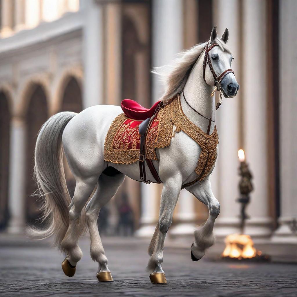  Cheval blanc et une bougie hyperrealistic, full body, detailed clothing, highly detailed, cinematic lighting, stunningly beautiful, intricate, sharp focus, f/1. 8, 85mm, (centered image composition), (professionally color graded), ((bright soft diffused light)), volumetric fog, trending on instagram, trending on tumblr, HDR 4K, 8K