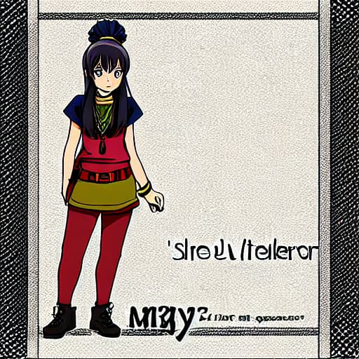  Maya the Slave Warrior, anime, Maya, high quality, dark hair, long, full body, positive, one girl, cute,