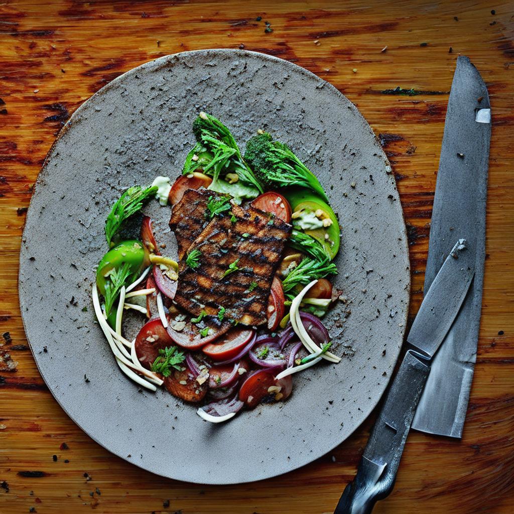  Ingredients grilled over wood flame on plate