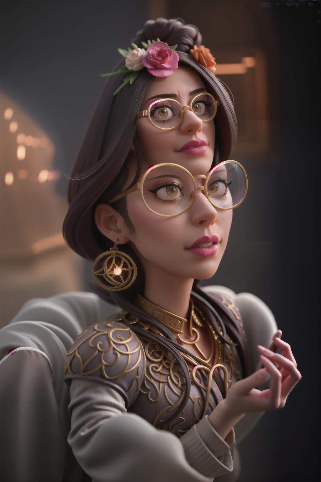  a woman with glasses hyperrealistic, full body, detailed clothing, highly detailed, cinematic lighting, stunningly beautiful, intricate, sharp focus, f/1. 8, 85mm, (centered image composition), (professionally color graded), ((bright soft diffused light)), volumetric fog, trending on instagram, trending on tumblr, HDR 4K, 8K