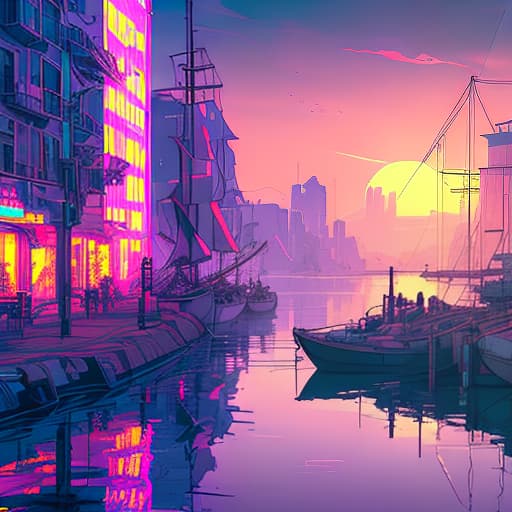 nvinkpunk photo of 8k ultra realistic harbour, port, boats, sunset, beautiful light, golden hour, full of colour, cinematic lighting, battered, trending on artstation, 4k, hyperrealistic, focused, extreme details,unreal engine 5, cinematic, masterpiece, art by studio ghibli , wallpaper