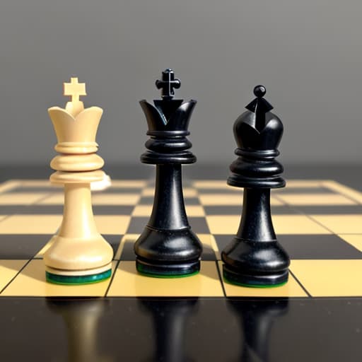  Image of two chess pieces. A black queen chess piece check mating a white king chess piece. The queen stands vertically while the king is fallen in resignation horizontally behind the queen piece on the board. Focus only on these two pieces as a logo. No wide shots.