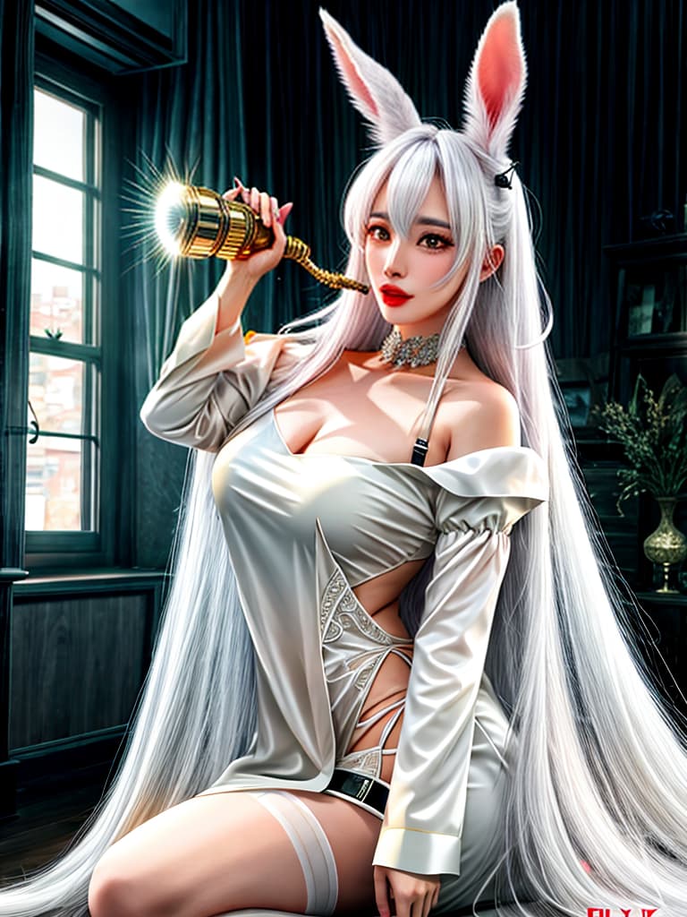   ,best quality,best quality,official art,extremely detailed CG unity 8k wallpaper,long hair,absurdly long hair,adorable ,vampire,masterpiece, white hair,hime cut,parted bangs,drill hair,messy hair, hair,blush,yellow eyes,nose blush,drooling,heavy breathing,saliva trail,drunk,,Sukumizu, legwear,rabbit ears,pointy ears,A old  hyperrealistic, full body, detailed clothing, highly detailed, cinematic lighting, stunningly beautiful, intricate, sharp focus, f/1. 8, 85mm, (centered image composition), (professionally color graded), ((bright soft diffused light)), volumetric fog, trending on instagram, trending on tumblr, HDR 4K, 8K