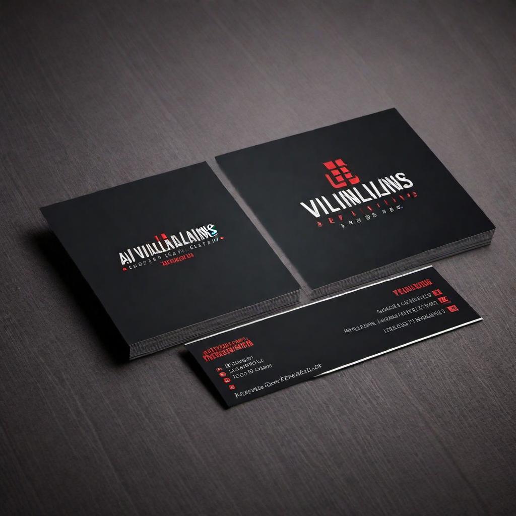  Ai Villains business card logo hyperrealistic, full body, detailed clothing, highly detailed, cinematic lighting, stunningly beautiful, intricate, sharp focus, f/1. 8, 85mm, (centered image composition), (professionally color graded), ((bright soft diffused light)), volumetric fog, trending on instagram, trending on tumblr, HDR 4K, 8K