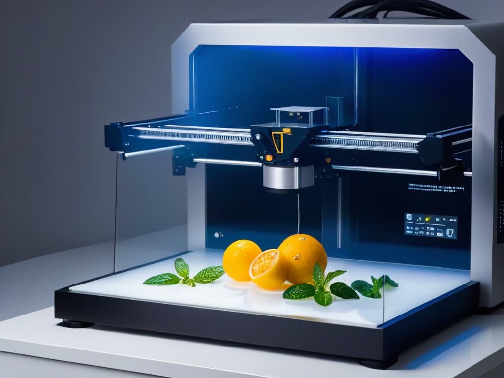  A sleek and futuristic 3D printer delicately crafting an intricate and detailed dessert, surrounded by a soft, ambient light that highlights the precision and elegance of the process. hyperrealistic, full body, detailed clothing, highly detailed, cinematic lighting, stunningly beautiful, intricate, sharp focus, f/1. 8, 85mm, (centered image composition), (professionally color graded), ((bright soft diffused light)), volumetric fog, trending on instagram, trending on tumblr, HDR 4K, 8K