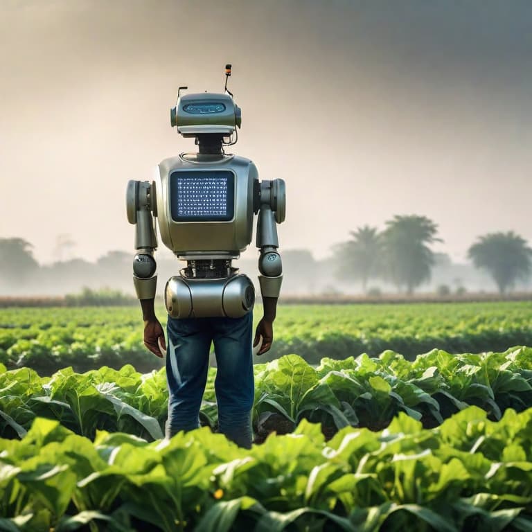  Indian farmer watching similingly a robot farming in his land happily hyperrealistic, full body, detailed clothing, highly detailed, cinematic lighting, stunningly beautiful, intricate, sharp focus, f\/1. 8, 85mm, (centered image composition), (professionally color graded), ((bright soft diffused light)), volumetric fog, trending on instagram, trending on tumblr, HDR 4K, 8K