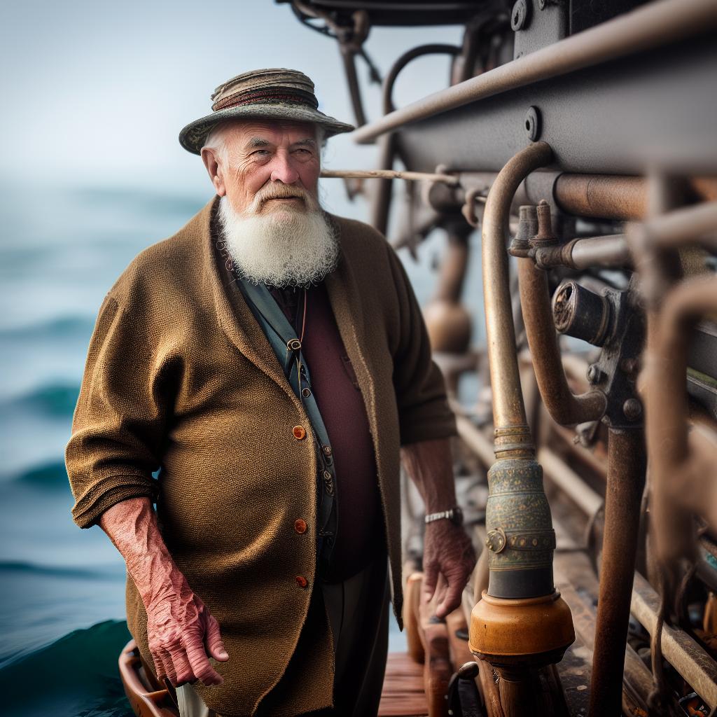  old fisherman at sea, using natural light to highlight weathered textures hyperrealistic, full body, detailed clothing, highly detailed, cinematic lighting, stunningly beautiful, intricate, sharp focus, f/1. 8, 85mm, (centered image composition), (professionally color graded), ((bright soft diffused light)), volumetric fog, trending on instagram, trending on tumblr, HDR 4K, 8K