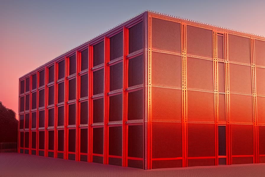  a modern building with red bricks, Norman Foster design, sunset, ultra realistic, ultra high resolution, 4K image