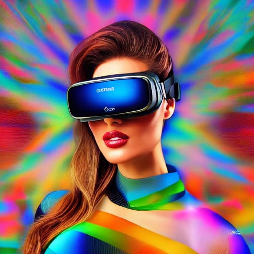  A girl wearing VR glasses with the high-tech futuristic background. Apply the Following Styles Toyism hyperrealistic, full body, detailed clothing, highly detailed, cinematic lighting, stunningly beautiful, intricate, sharp focus, f/1. 8, 85mm, (centered image composition), (professionally color graded), ((bright soft diffused light)), volumetric fog, trending on instagram, trending on tumblr, HDR 4K, 8K