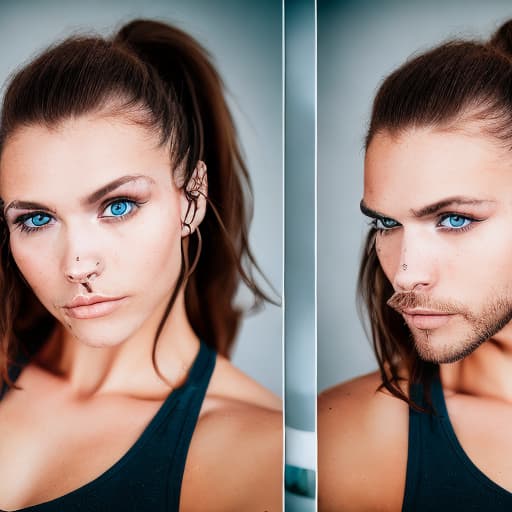 portrait+ style russian queer fitness instructor brunette very cute dude face