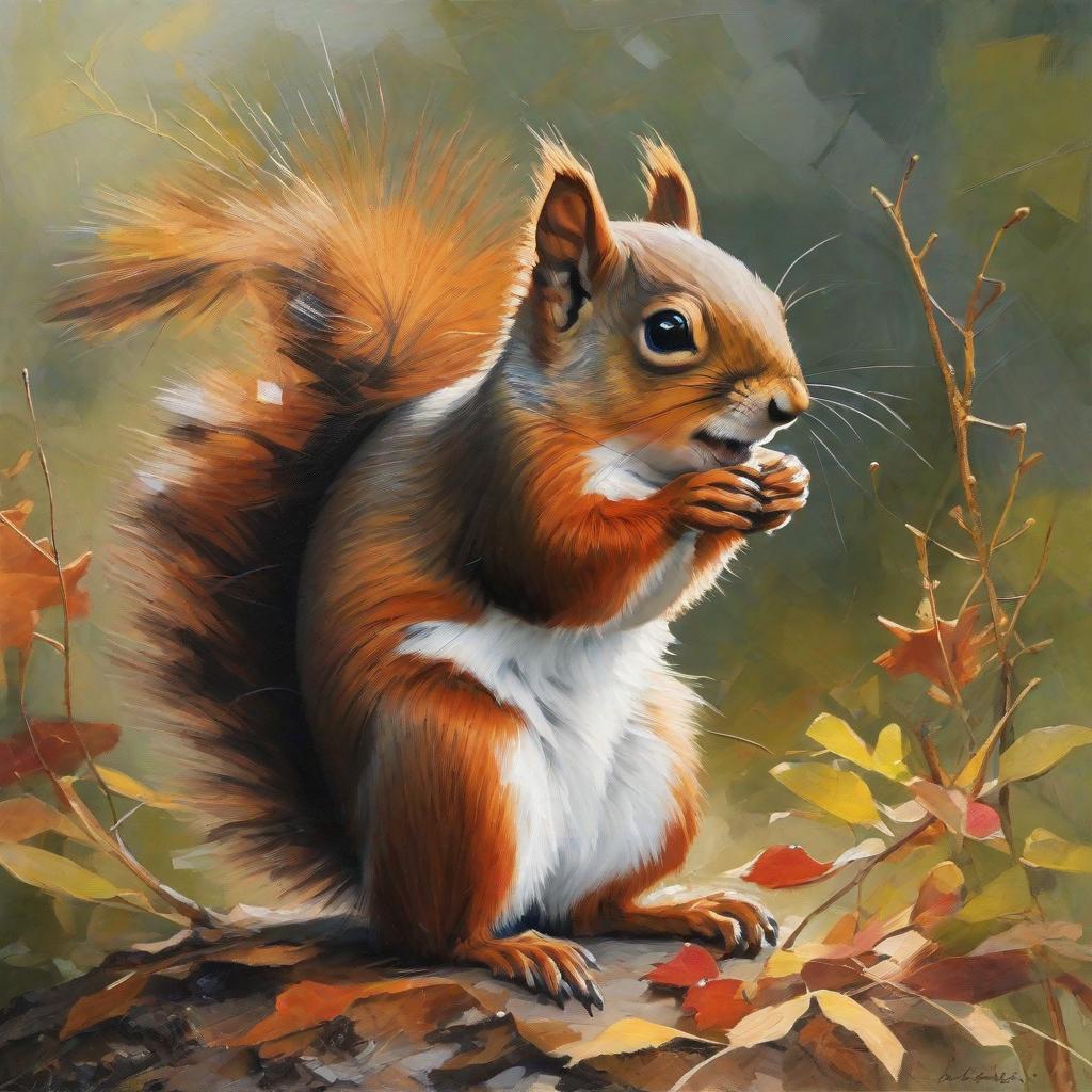  masterpiece, best quality, a cute little squirrel, modern