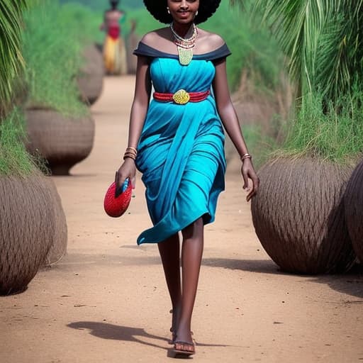  a beautiful African lady walking