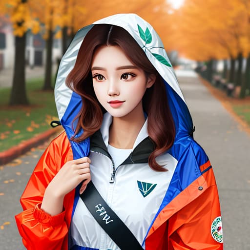  Autumn wind leaves windbreaker beauty,