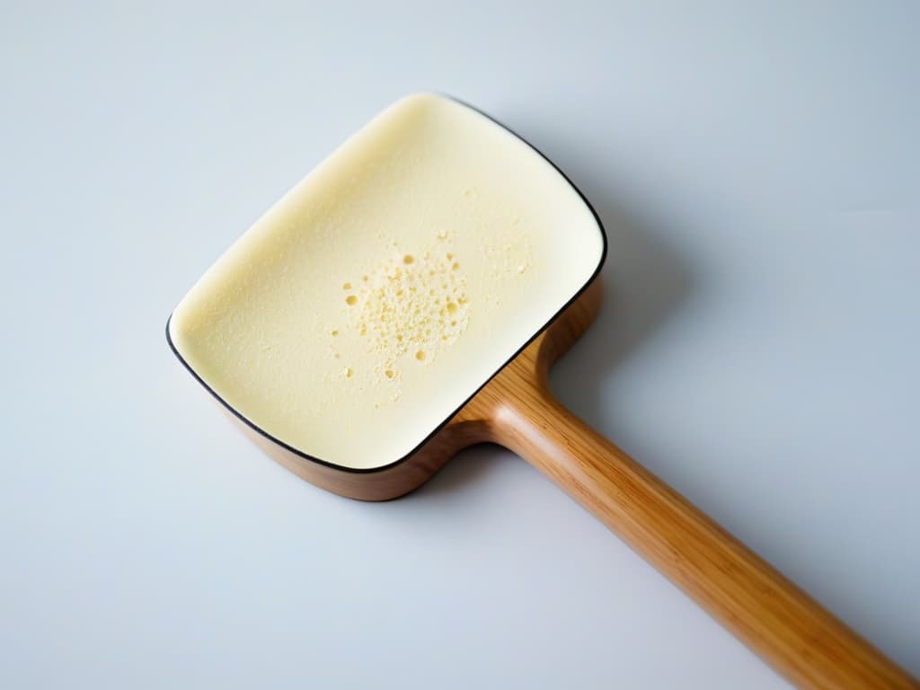  A closeup, ultradetailed image of a sleek, modern ecofriendly baking spatula made from sustainable bamboo and recycled materials, showcasing its smooth, minimalist design and earthy color palette. The focus is on the intricate grain of the bamboo handle and the subtle branding of the utensil, emphasizing its ecoconscious and stylish appeal. hyperrealistic, full body, detailed clothing, highly detailed, cinematic lighting, stunningly beautiful, intricate, sharp focus, f/1. 8, 85mm, (centered image composition), (professionally color graded), ((bright soft diffused light)), volumetric fog, trending on instagram, trending on tumblr, HDR 4K, 8K