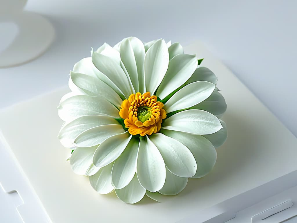  A closeup, ultradetailed image of a perfectly sculpted sugar flower, showcasing intricate details in the delicate petals and expertly crafted stamens. The flower is set against a clean, white background, emphasizing its beauty and elegance. hyperrealistic, full body, detailed clothing, highly detailed, cinematic lighting, stunningly beautiful, intricate, sharp focus, f/1. 8, 85mm, (centered image composition), (professionally color graded), ((bright soft diffused light)), volumetric fog, trending on instagram, trending on tumblr, HDR 4K, 8K