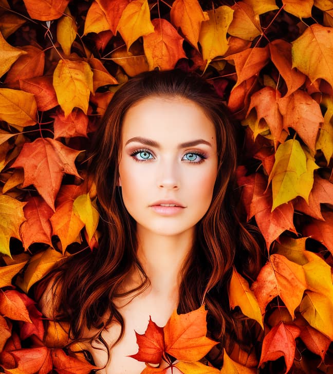 portrait+ style Eyes sparkled with the vibrant colors of autumn leaves