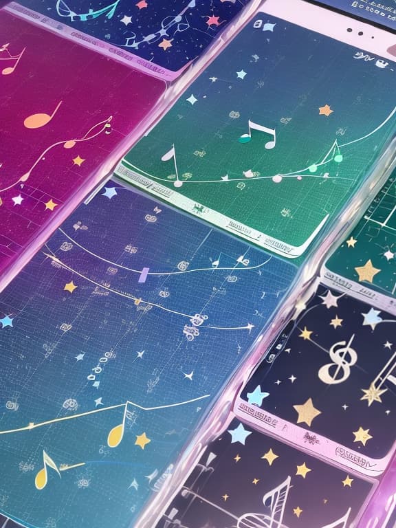  Cute musical notes and sparkling stars and gems wallpaper