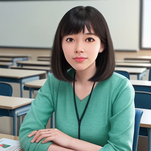  Please create a realistic picture of artificial intelligence as a teacher in class, scene: classroom, curriculum: information technology, students: a group of Miyazaki cartoon protagonists,