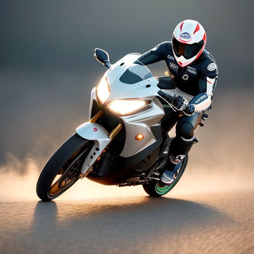  honda rider hyperrealistic, full body, detailed clothing, highly detailed, cinematic lighting, stunningly beautiful, intricate, sharp focus, f/1. 8, 85mm, (centered image composition), (professionally color graded), ((bright soft diffused light)), volumetric fog, trending on instagram, trending on tumblr, HDR 4K, 8K