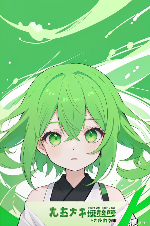  Publish on the face of the green hair character