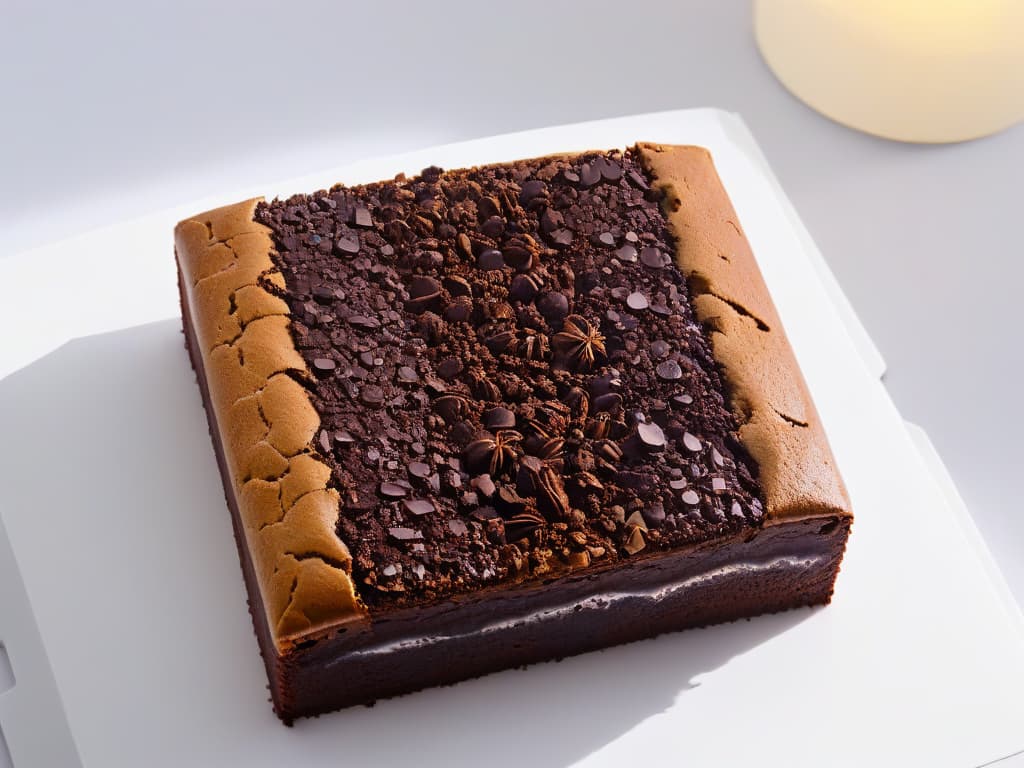  A closeup, ultradetailed image of a perfectly baked glutenfree brownie, showcasing a crackly top with gooey chocolate chunks oozing out, set against a stark white background to emphasize the rich, decadent texture and intense flavor, inviting the viewer to indulge in every bite. hyperrealistic, full body, detailed clothing, highly detailed, cinematic lighting, stunningly beautiful, intricate, sharp focus, f/1. 8, 85mm, (centered image composition), (professionally color graded), ((bright soft diffused light)), volumetric fog, trending on instagram, trending on tumblr, HDR 4K, 8K