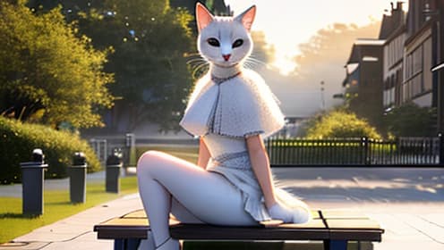  a cat sitting on a bench hyperrealistic, full body, detailed clothing, highly detailed, cinematic lighting, stunningly beautiful, intricate, sharp focus, f/1. 8, 85mm, (centered image composition), (professionally color graded), ((bright soft diffused light)), volumetric fog, trending on instagram, trending on tumblr, HDR 4K, 8K