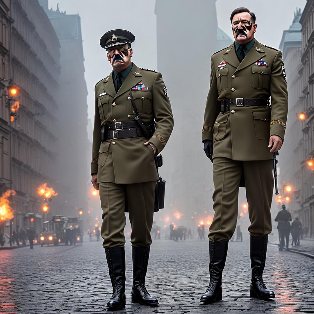  Hitler wakes up in present day Berlin and gets shot hyperrealistic, full body, detailed clothing, highly detailed, cinematic lighting, stunningly beautiful, intricate, sharp focus, f/1. 8, 85mm, (centered image composition), (professionally color graded), ((bright soft diffused light)), volumetric fog, trending on instagram, trending on tumblr, HDR 4K, 8K