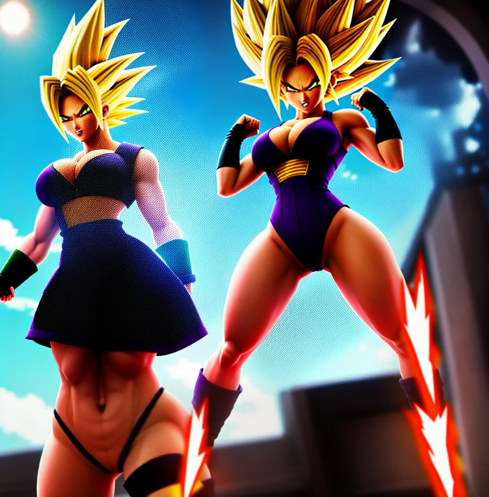  ((foto de cuerpo completo, pie plano, cuerpo recto)), ((laura {Super Super Saiyan mujer con grandes pechos})), ((lleva puesto son goku+Los disfraces de ella son extremadamente ajustados a su cuerpo.))