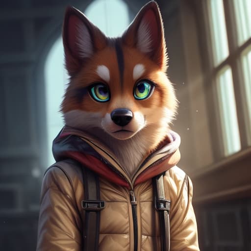   dog furry, ,  hyperrealistic, full body, detailed clothing, highly detailed, cinematic lighting, stunningly beautiful, intricate, sharp focus, f/1. 8, 85mm, (centered image composition), (professionally color graded), ((bright soft diffused light)), volumetric fog, trending on instagram, trending on tumblr, HDR 4K, 8K